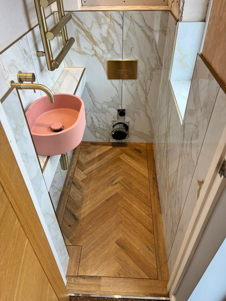 Hallway and WC in Karndean Knight Tile Herringbone LVT
