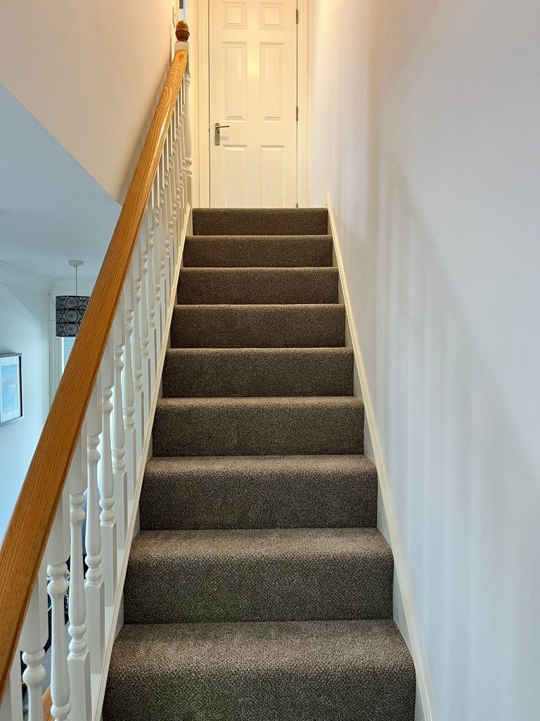 2 flights of stairs 2 landings 2 bedrooms and a study supplied and fitted in Cormar Carpets Primo Tweeds