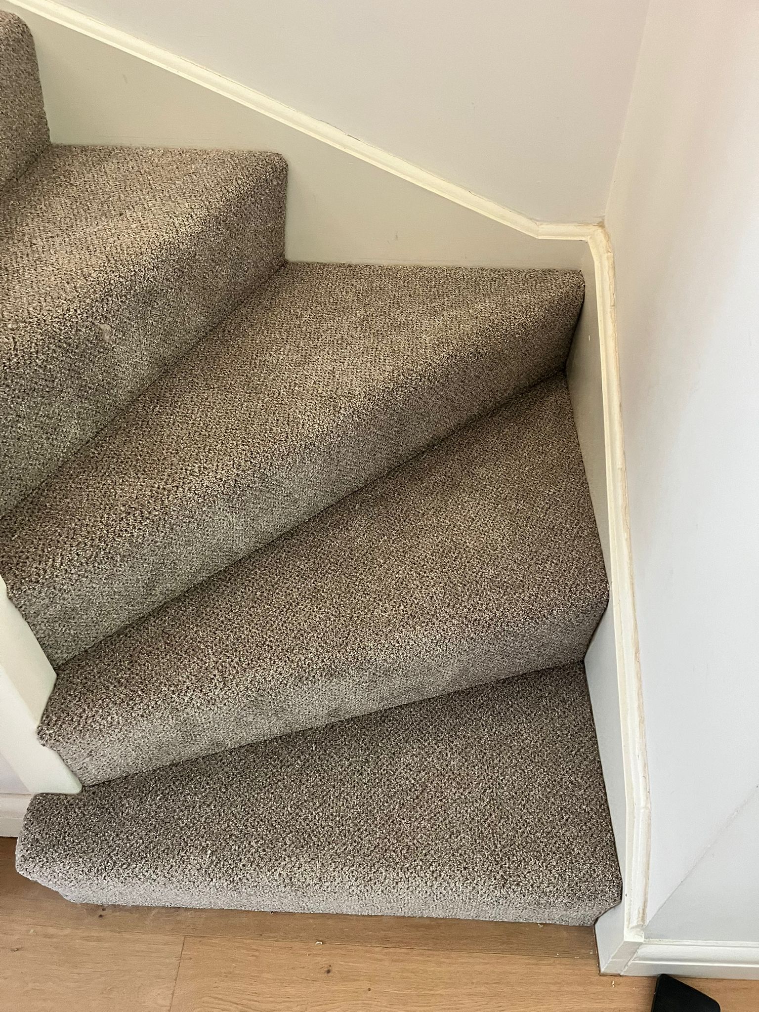 2 flights of stairs, 2 landings, 2 bedrooms and a study supplied and fitted in Cormar Carpets Primo Tweeds