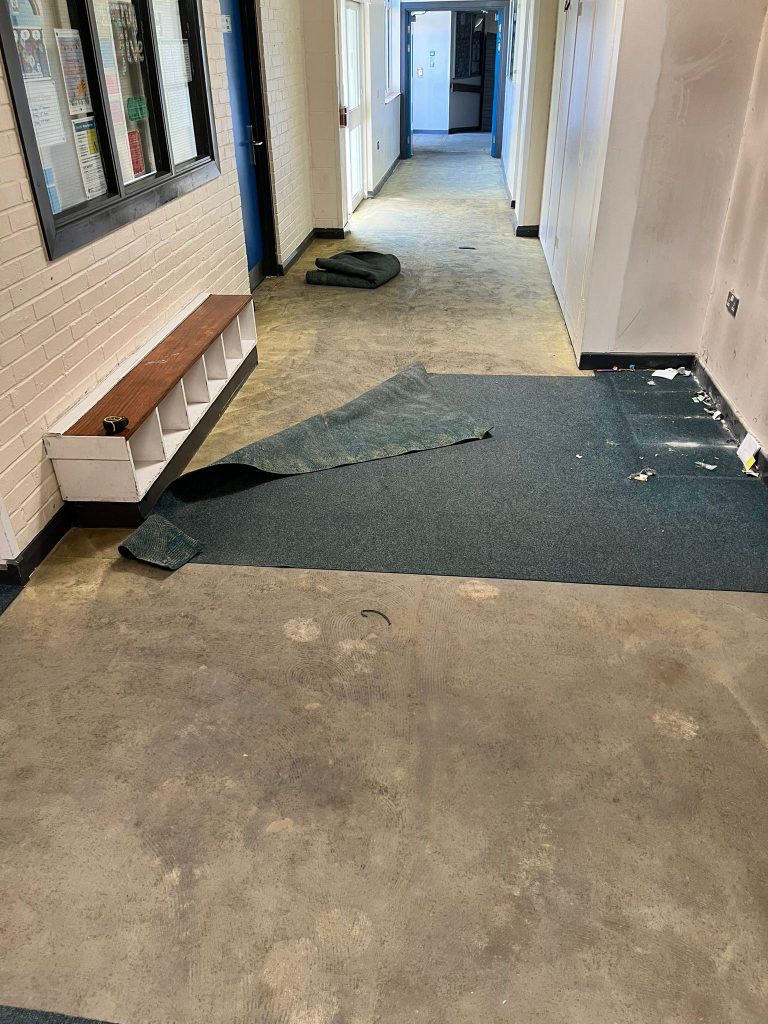 School work - Supa Cord commercial stick down carpet and 2 entrance mats.