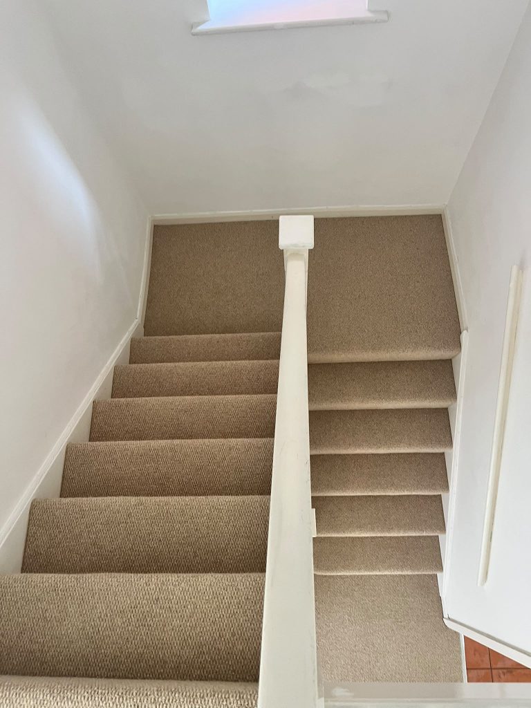 Rental property completed for a local Estate Agent. Lounge, dining room, porch, hall, stairs and landing supplied and fitted in Likewise Shanklin Wool Loop pile carpet, colour beige weave 02