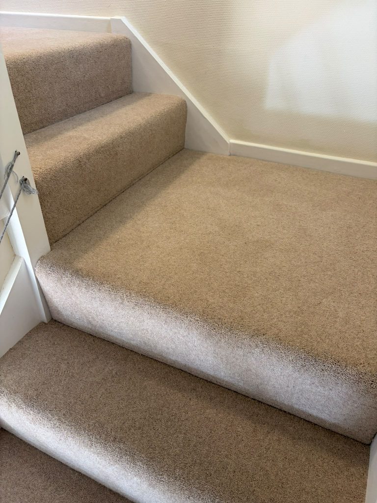 Stairs, landing and bedroom supplied and fitted in Cormar’s Woodland Heather Twist Deluxe carpet, colour Pine Nut 02